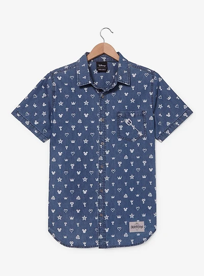 Disney Kingdom Hearts Icons Allover Print Woven Button-Up - BoxLunch Exclusive