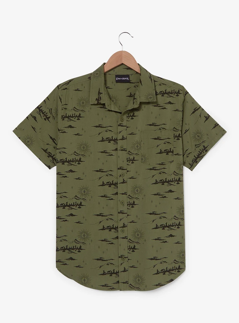 the Lord of Rings Mountain Scenes Allover Print Woven Button-Up - BoxLunch Exclusive