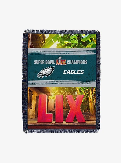 NFL 2025 Super Bowl LIX Philadelphia Eagles Woven Courtyard Tapestry Throw Blanket