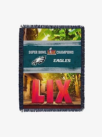 NFL 2025 Super Bowl LIX Philadelphia Eagles Woven Courtyard Tapestry Throw Blanket