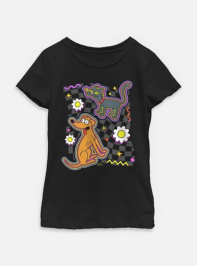 The Simpsons Flowers Retro Style Youth Girls T-Shirt