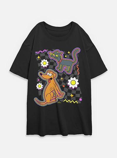 The Simpsons Flowers Retro Style Womens Oversized T-Shirt