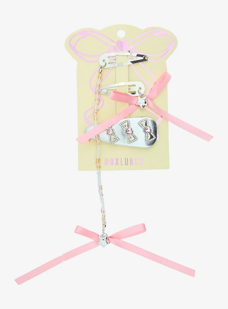 Pink Bow Charms Hair Clip Set - BoxLunch Exclusive