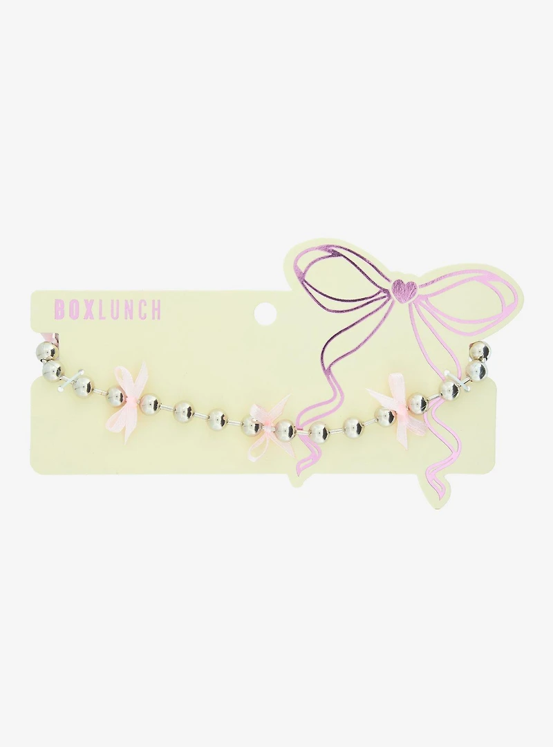 Beaded Chain and Ribbon Bow Necklace - BoxLunch Exclusive