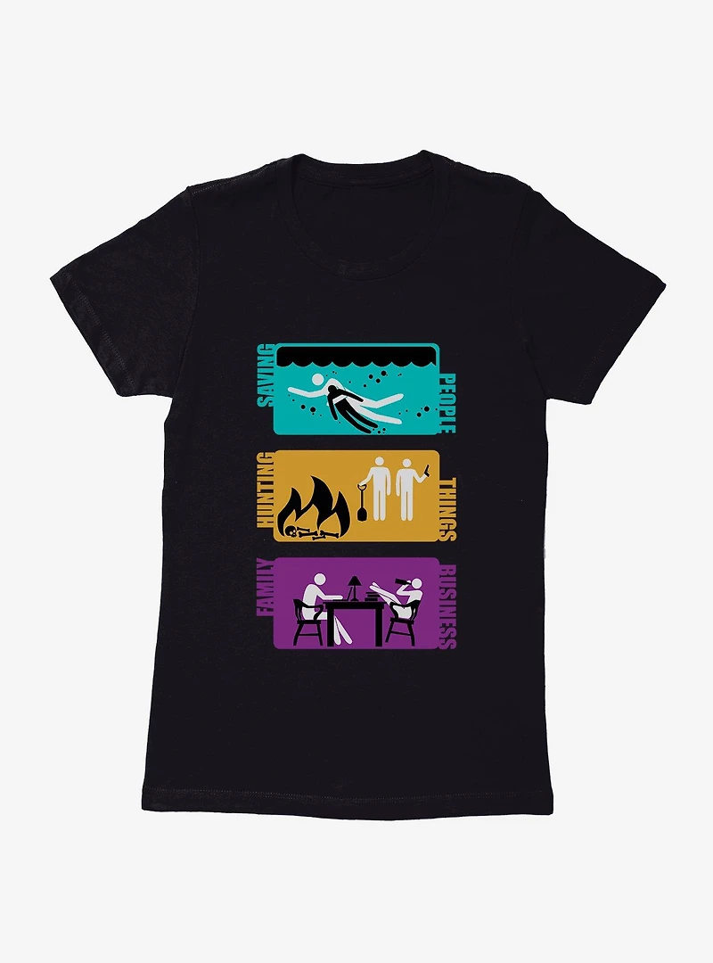 Supernatural Saving, Hunting, Family Business Womens T-Shirt