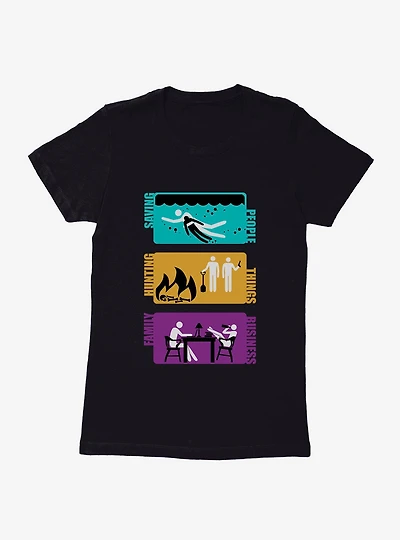 Supernatural Saving, Hunting, Family Business Womens T-Shirt