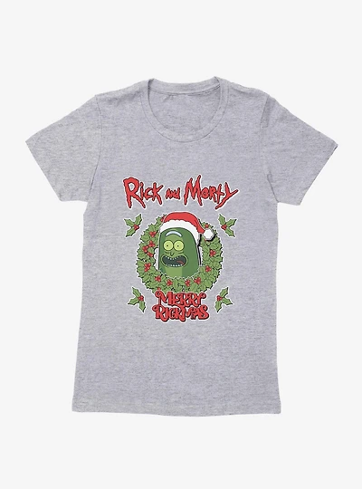 Rick & Morty Pickle Merry Rickmas Womens T-Shirt