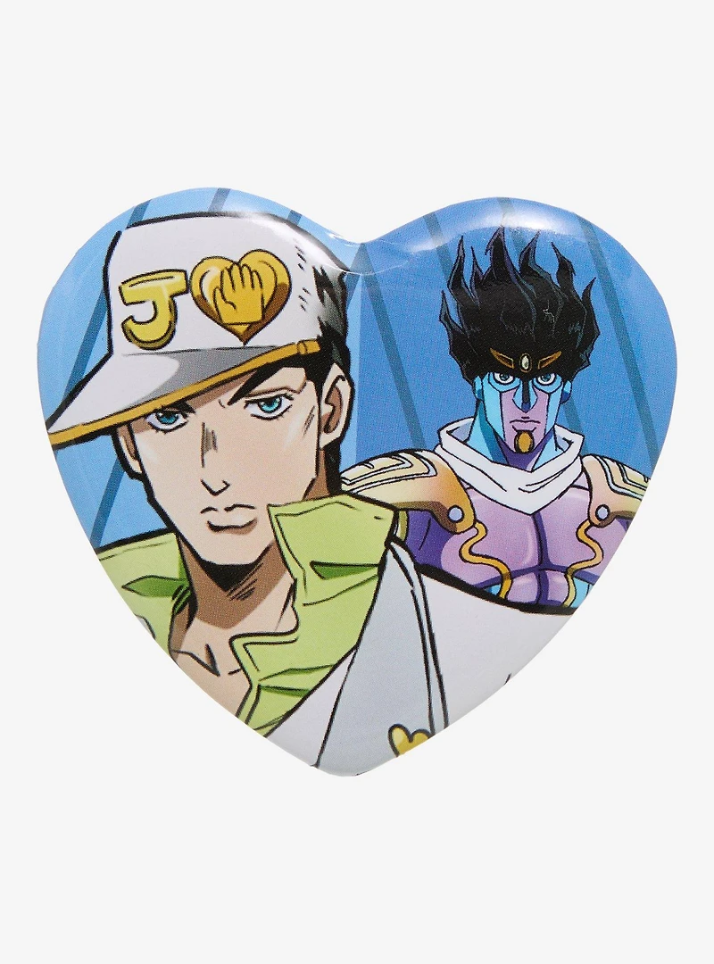 JoJo's Bizarre Adventure: Diamond is Unbreakable Jotaro & Star Platinum Heart Button Pin