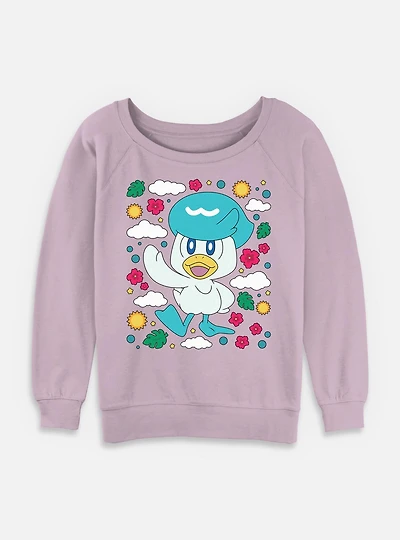 Pokemon Quaxly Floral Womens Slouchy Sweatshirt