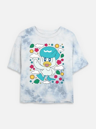 Pokemon Quaxly Floral Tie Dye Crop Womens T-Shirt
