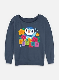 Pokemon Piplup Floral  Womens Slouchy Sweatshirt