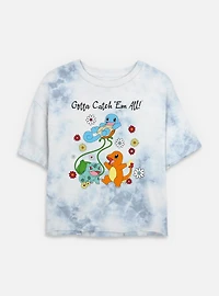 Pokemon Gotta Catch Em All Flowers Tie Dye Crop Womens T-Shirt