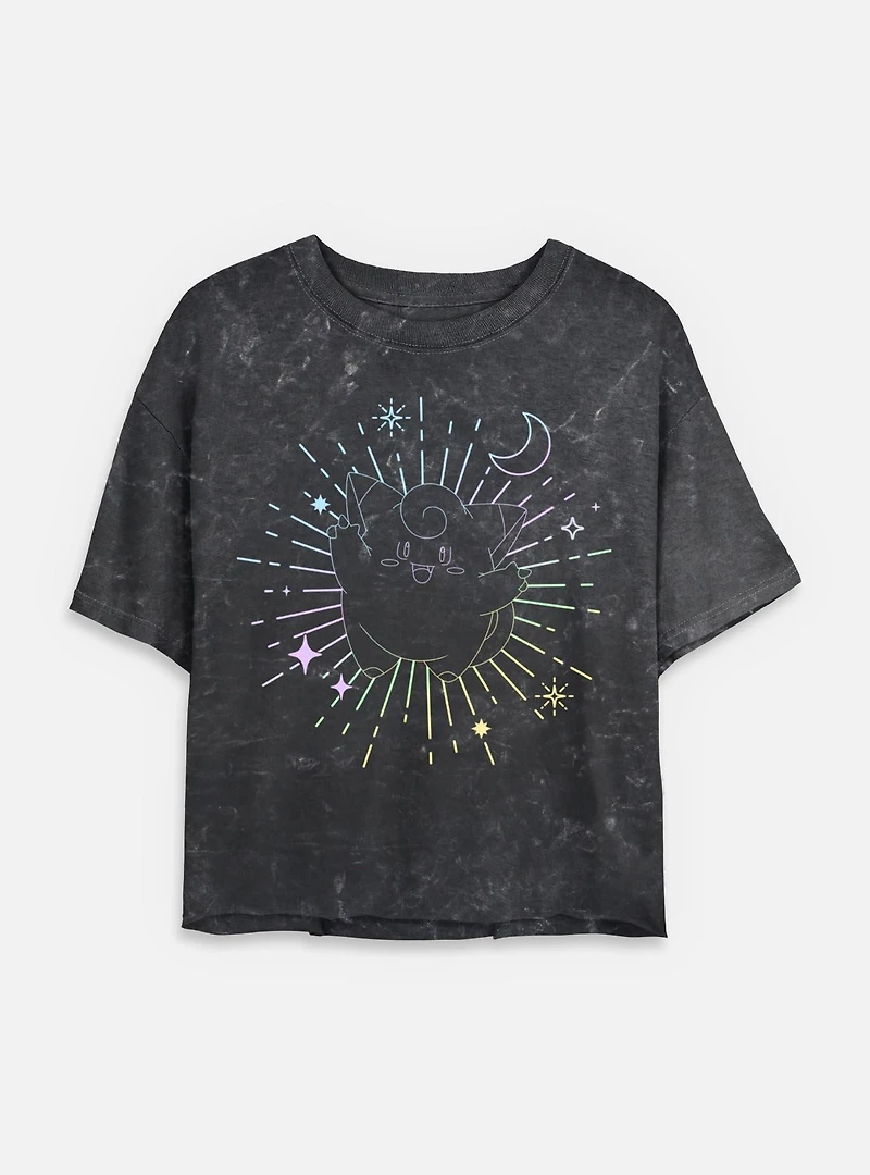 Pokemon Celestial Clefairy Mineral Wash Womens Crop T-Shirt
