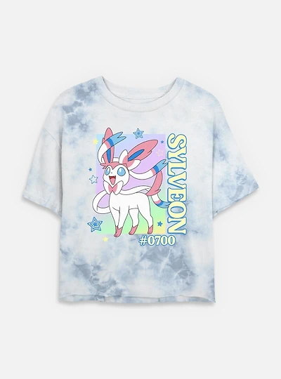Pokemon Sylveon Stars Frame Tie Dye Crop Womens T-Shirt