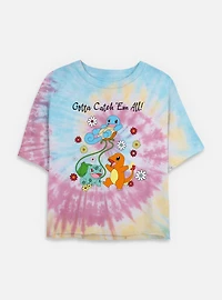 Pokemon Gotta Catch Em All Flowers Tie Dye Crop Womens  T-Shirt