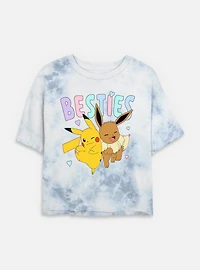 Pokemon Besties Pikachu Eevee Tie Dye Crop Womens T-Shirt