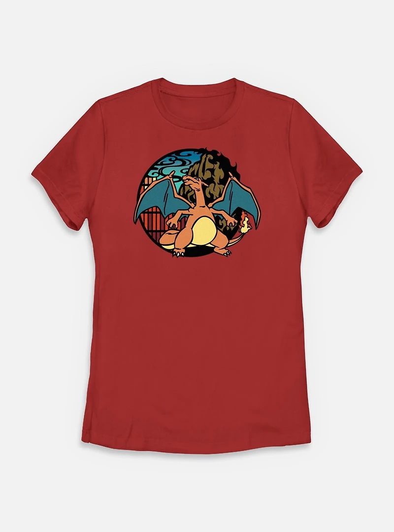 Pokemon Charizard Badge Icon Womens T-Shirt