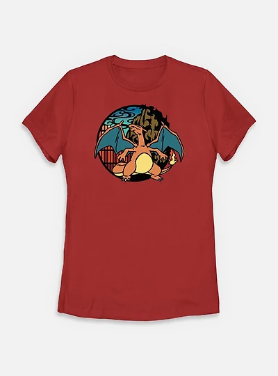 Pokemon Charizard Badge Icon Womens T-Shirt