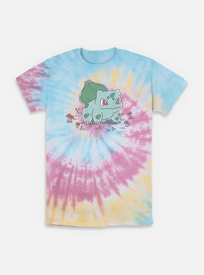 Pokemon Bulbasaur Floral Sketch Tie-Dye T-Shirt