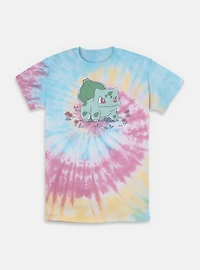 Pokemon Bulbasaur Floral Sketch Tie-Dye T-Shirt
