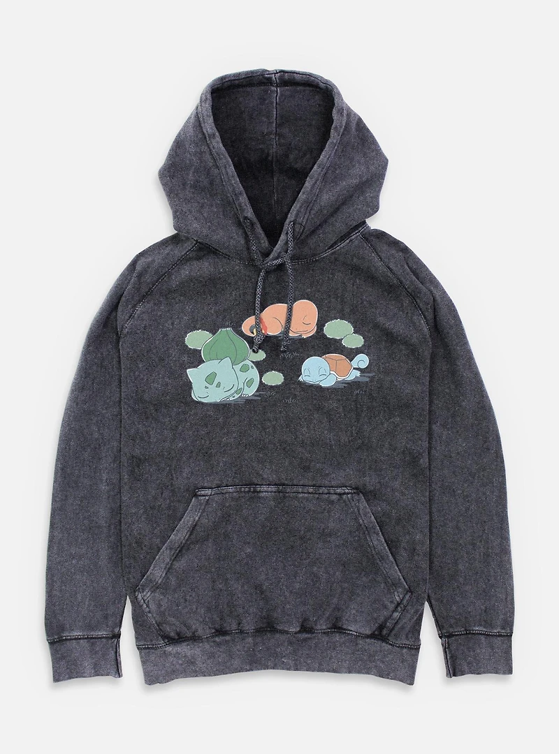 Pokemon Bulbasaur Charmander Squirtle Nap Time Mineral Wash Hoodie