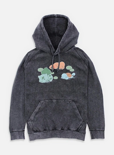 Pokemon Bulbasaur Charmander Squirtle Nap Time Mineral Wash Hoodie