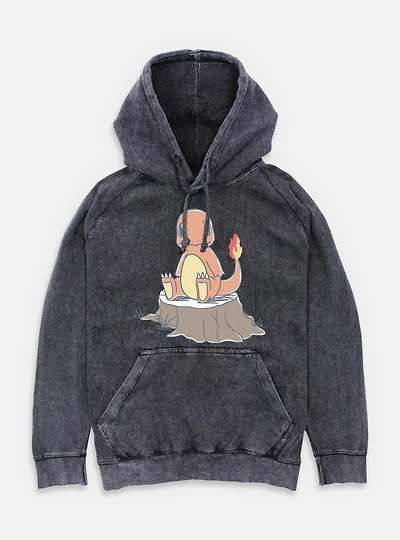 Pokemon Charmander Log Sketch Mineral Wash Hoodie