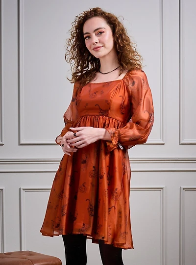 Disney Winnie the Pooh Halloween Allover Print Long Sleeve Dress - BoxLunch Exclusive