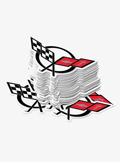 Chevrolet Chevy Crossed Flags Miscellaneous 100ct Sticker Pack