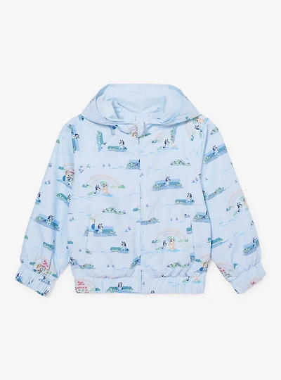 Bluey Chilli & Rainy Day Allover Print Reversible Toddler Windbreaker - BoxLunch Exclusive