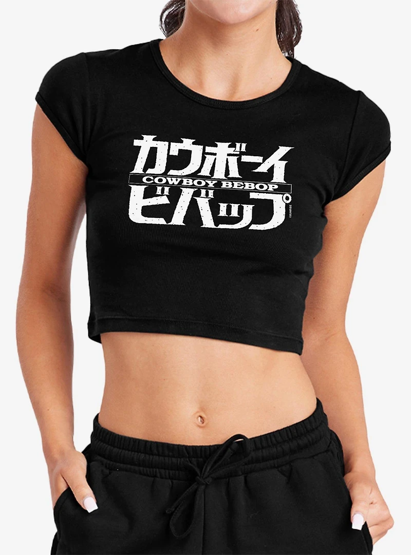 Cowboy Bebop Mono Logo Cap Sleeve Baby Rib Women's Crop Top