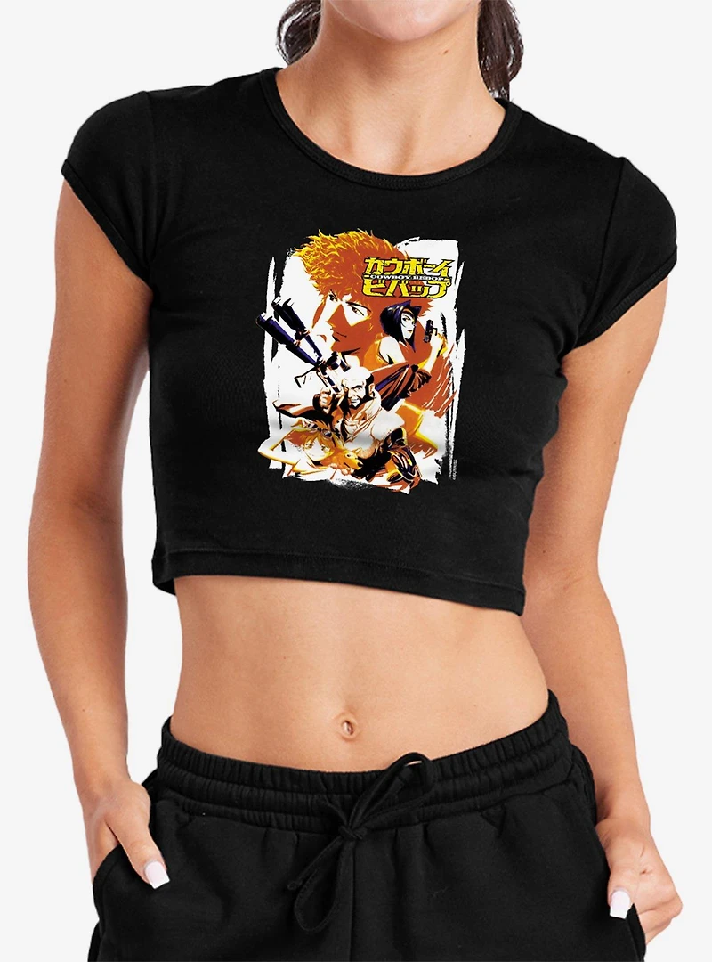 Cowboy Bebop Crew Bounty Hunting Cap Sleeve Baby Rib Women's Crop Top