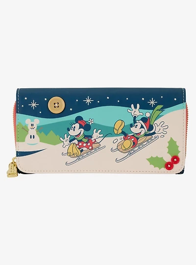 Loungefly Disney Mickey & Minnie Sledding Wristlet Wallet