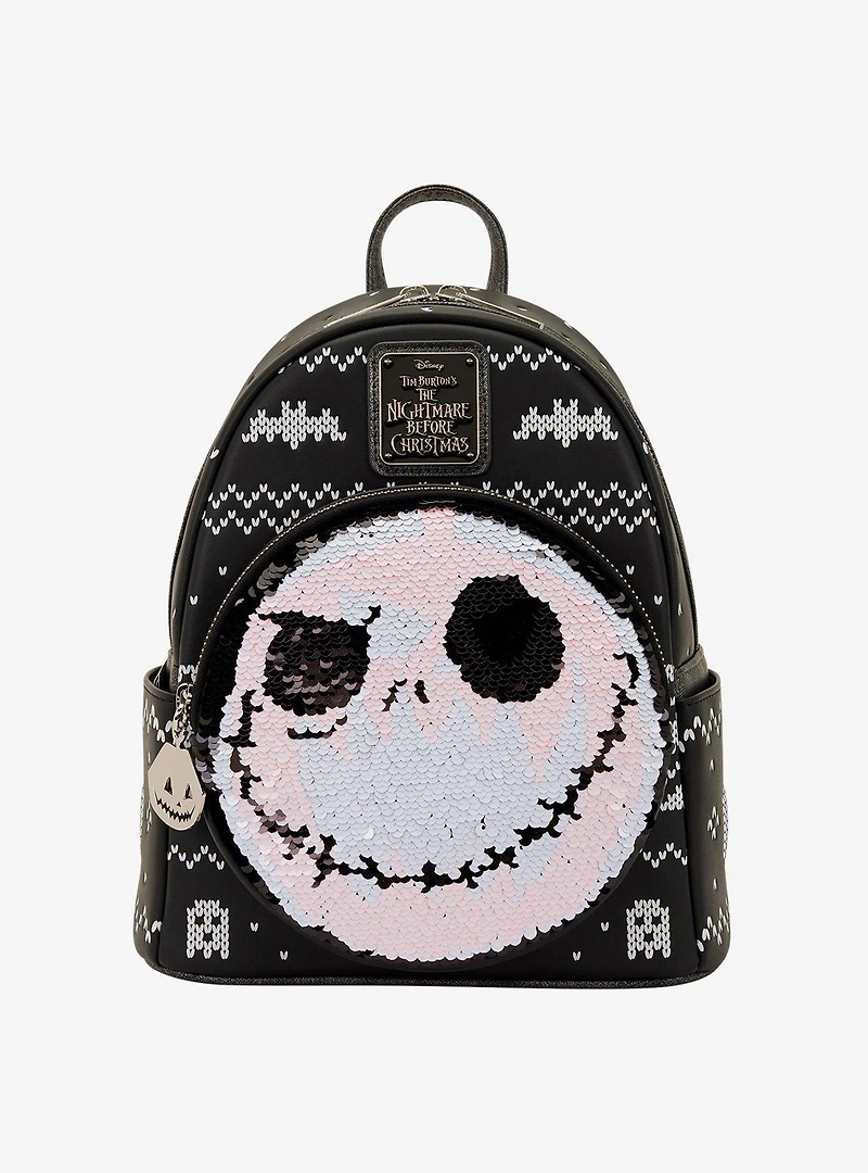 Loungefly Disney The Nightmare Before Christmas Jack Skellington Reversible Sequins Mini Backpack