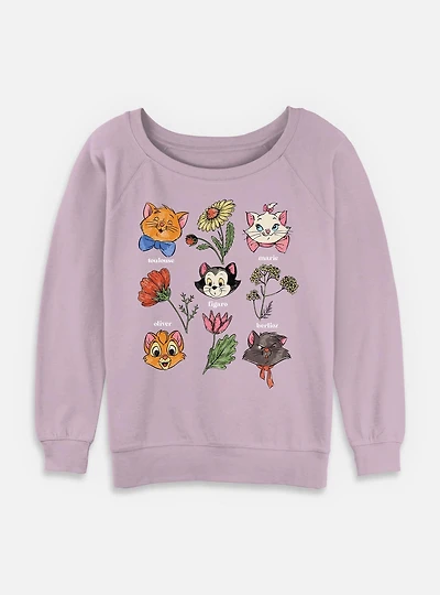 Disney The Aristocats Cats Botanical Womens Slouchy Sweatshirt