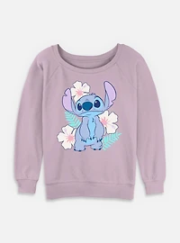 Disney Lilo & Stitch Flower Set Womens Slouchy Sweatshirt