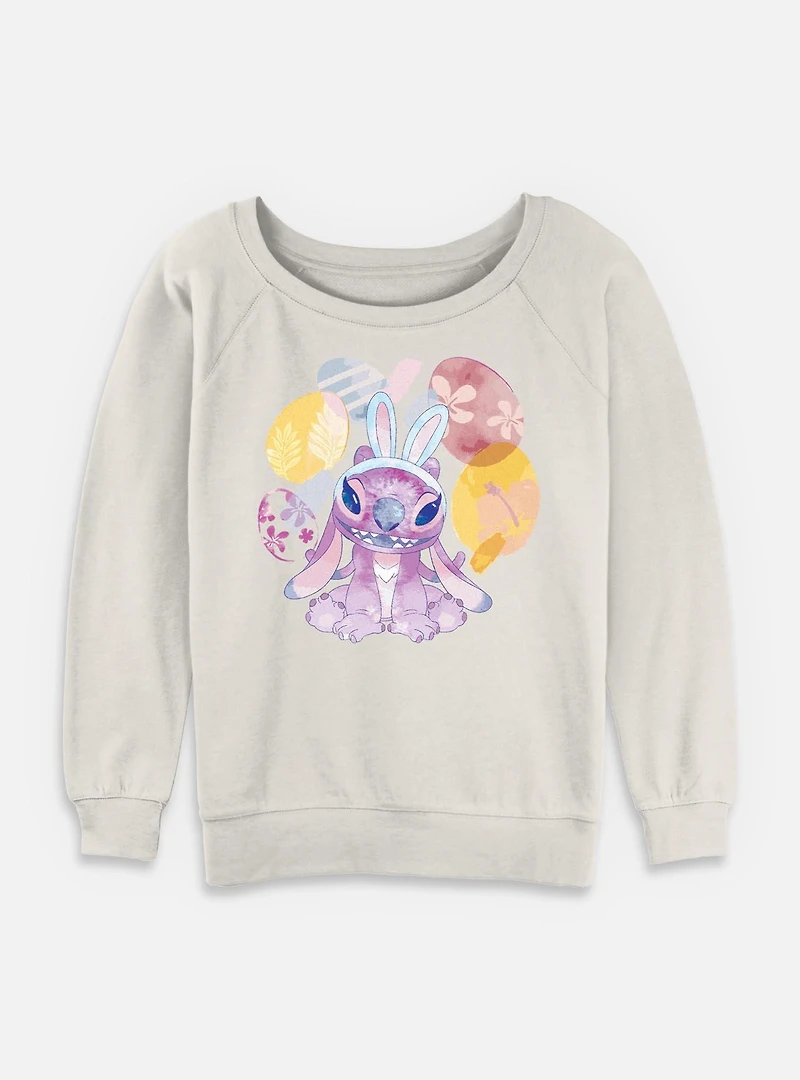 Disney Lilo & Stitch Angel Easter Eggs Womens Slouchy Sweatshirt