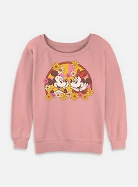Disney Mickey Mouse Love Bloom Womens Slouchy Sweatshirt