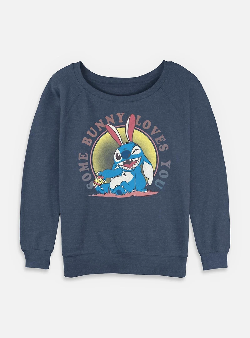 Disney Lilo & Stitch Some Bunny Loves You Womens Slouchy Sweatshirt