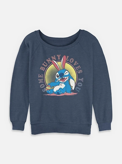 Disney Lilo & Stitch Some Bunny Loves You Womens Slouchy Sweatshirt