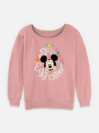 Disney Mickey Mouse Eggcited Womens Slouchy Sweatshirt