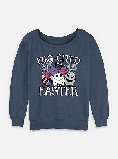 The Nightmare Before Christmas Egg-Cited For Easter Womens Slouchy Sweatshirt