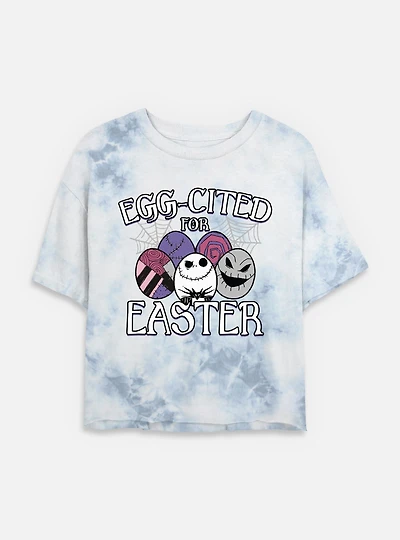The Nightmare Before Christmas Egg-Cited For Easter Tie Dye Crop Womens T-Shirt