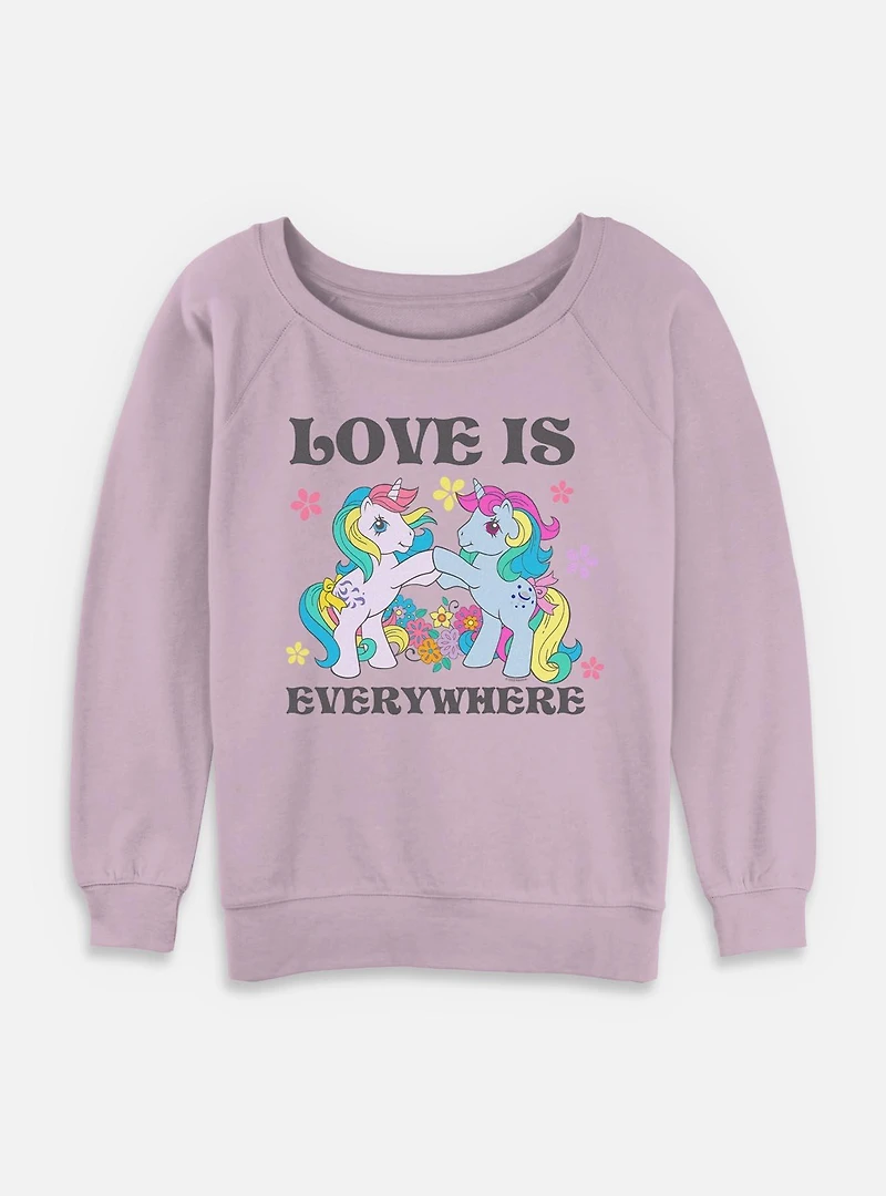 My Little Pony Made The 80s Girls Slouchy Sweatshirt Love Is Everywhere Womens