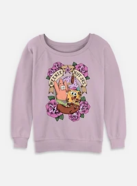 Spongebob Squarepants Weenie Hut Sailor Flowers Womens Slouchy Sweatshirt