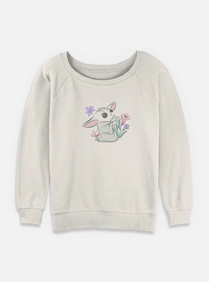 Star Wars The Mandalorian Child Springs Ahead Womens Slouchy Sweatshirt