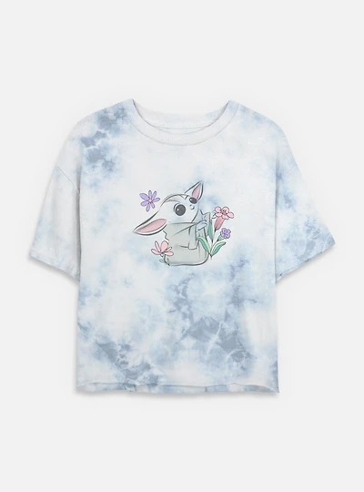 Star Wars The Mandalorian Child Springs Ahead Tie Dye Crop Womens T-Shirt