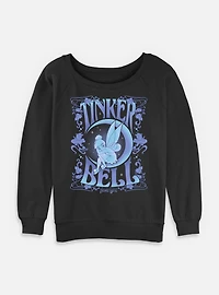 Disney Tinker Bell Moon Floral Womens Slouchy Sweatshirt