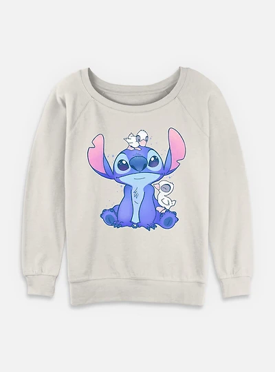 Disney Lilo & Stitch Ducks Womens Slouchy Sweatshirt