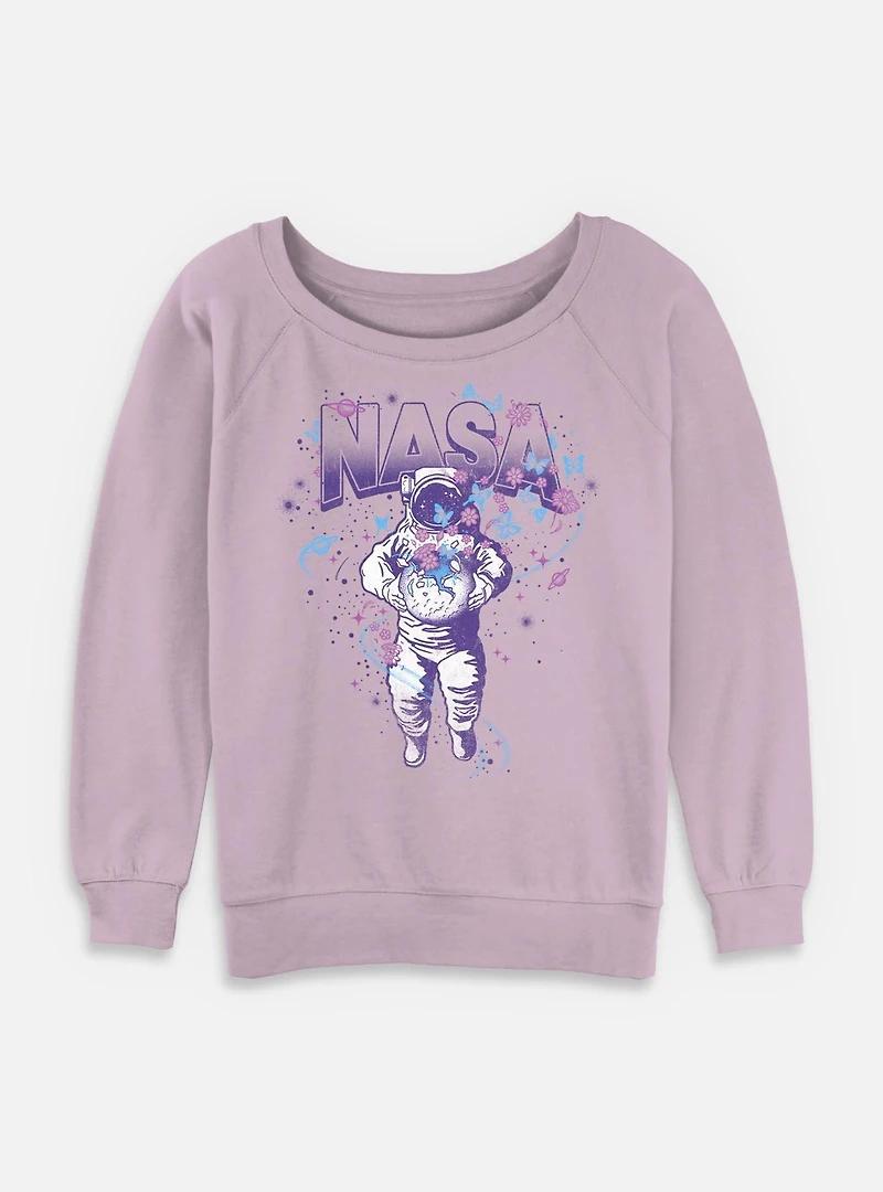 NASA Paint Style Astronaut Womens Slouchy Sweatshirt